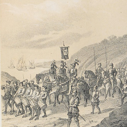 Litografía de Vicente Urrabieta publicada en Historia de la Marina Real Española (1849-1854)