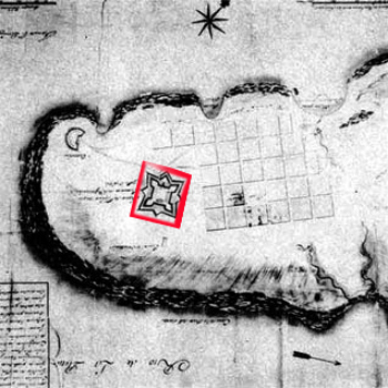 Fuerte de Montevideo. Mapa de 1730. Imagen IMM.